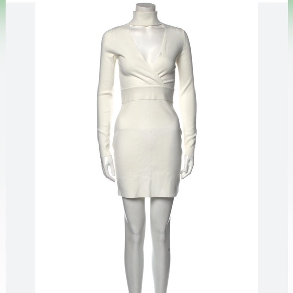 A.L.C. Choker White Form Flattering Long Sleeve MIDI Sheath Dress Size Small - Picture 13 of 13